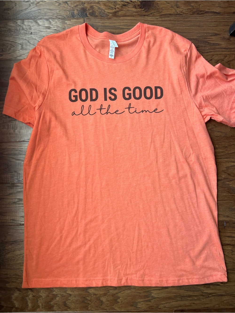 Bella Canvas Coral Orange 'God Is Good' Short Sleeve Tee